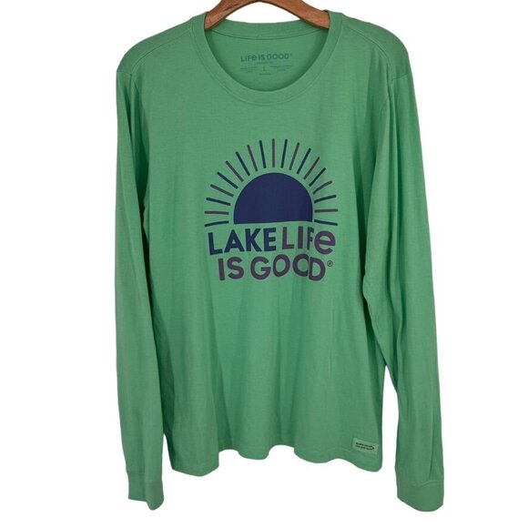 Life Is Good Womens Lake Life Long Sleeve Crusher Tee Green size large cotton - Picture 1 of 14
